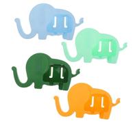 Beatifufu 4pcs Elephant Toothbrush Holder Wall-mounted No-drill Adhesive Toothbrush Storage Rack for Bathroom and Adults Cute Cartoon Organizer in Yellow Green Blue Cyan