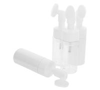 Beatifufu 4pcs Facial Dispenser Bottle Set with Plastic Face Brush, 100ml and 120ml White Bubble Bottles for Facial Cleansing and Massage