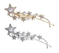 Beatifufu 4pcs Fashionable Snap Hair Clips Star Rhinestone Hair Pins for Women Girls Decorative for Casual Formal Outfits
