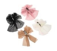 Beatifufu 4pcs French Banana Hair Clips for Women Multilayer Bowknot Styling Barrettes Black Khaki Pink Secure Hold for All Hair Volumes Vintage Cute Aesthetic Accessories for Ponytails and