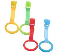 Beatifufu 4pcs Hand Pull Rings for Playpen Hanging Montessori Stand Up Assist Tools Lightweight Colorful Walking Aid for Confidence Building