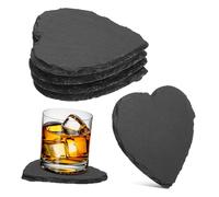 Beatifufu 4pcs Heart Shaped Coasters Cup Mats for Drinks and Wine Glasses Heat Resistant Table Protectors Easy Clean Black Coasters for Kitchen and Bar Use