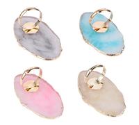 Beatifufu 4pcs Mini Nail Art Ring Palette Marble Pattern Mixing Tray for Diy Manicure Includes Tea Gray Pink Blue Colors Suitable for Home and Salon Use