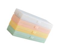 Beatifufu 4pcs Plastic Pencil Boxes Stationery Cases for Students Medium Size White Pink Green Yellow Pen Storage Organizer for School Office Use