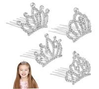 Beatifufu 4pcs Princess Crown Hair Comb Lightweight Rhinestone Tiara Clips Silver Hairpieces for Teens Birthday Party Dress Up Accessories