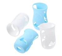 Beatifufu 4Pcs Silicone Feeding Bottle Sleeves, 240Ml Anti-Fall Protector Covers for Baby Bottles, Reusable Non-Slip Covers for Feeding Time