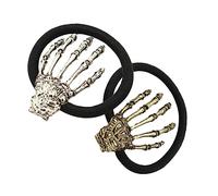 Beatifufu 4pcs Skeleton Hair Clips and Bone Hair Tie for Women Unique Skull Hand Accessories for Halloween Costume Parties Rave Festivals and Daily Fashion Random Style