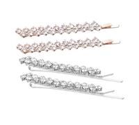 Beatifufu 4pcs Sparkling Rhinestone Hair Pins Metal Bangs Clips with Rose Crystal Accents Elegant Silver and Rose Gold Bobby Pins for Women Hair Styling Accessories Party Favor