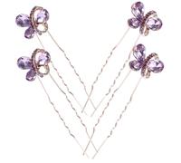 Beatifufu 4pcs u Type Crystal Hairpin for Wedding Bridal Hair Pins Rhinestone for Girls