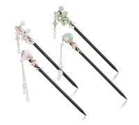 Beatifufu 4pcs Vintage Wooden Hair Sticks for Buns Retro Chinese Hair Decorative Pendants Easy to Use Accessories for Styling and Decoration