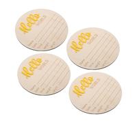 Beatifufu 4pcs Wooden Baby Announcement Sign, Circular Birth Plaque for Newborns, Records Birth Date, Time, Weight and Height, Rustic Nursery Decor for Baby Showers