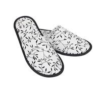Beatifufu 5 Pairs Breathable Non-skid Cloth Slippers for Hotel and Home Use Soft Skin-friendly Summer Slippers for Business Trips and Guests Portable Black and White