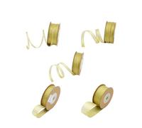 Beatifufu 5 Rolls Golden Glitter Polyester Ribbon Set, 3mm to 20mm Widths, Reusable and Long Enough for DIY Projects, for Gardening, Flower Packaging, Wrapping, and Craft Decorations