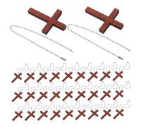 Beatifufu 50 Sets Natural Wood Pocket Cross Charms with Chains Lightweight Christian Pendants for DIY Jewelry Easter Crafts Prayer Decorations Religious Symbol Faith Gifts