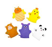 Beatifufu 5pcs Cotton Bath Mitts for Boys and Girls Shower Gloves Fruit Shape Design Gentle Exfoliating Bath Towel