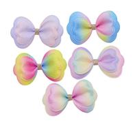 Beatifufu 5pcs Diy Fabric Bow Making Kit Double Gradient Hair Bows for Crafts for Hair Accessories Clothing and Bags for Boys and Girls Diy Projects