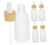 Beatifufu 5pcs Essential Oil Dropper Bottles Glass Refillable Bottles for Oils Bamboo Wood Grain Caps Convenient for Travel and Household Use