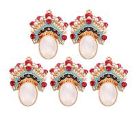 Beatifufu 5pcs Peking Mask Pendants Vintage Chinese Style Jewelry Charms for DIY Bracelet Necklace Earrings Craft Supplies
