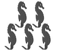 Beatifufu 5pcs Seahorse Wall Hook Heavy Duty Carbon Steel No Drill Adhesive | Modern Mark Free Storage Hook, Versatile Use for Bathroom Kitchen Door Hanging, Dark Grey Five Pack