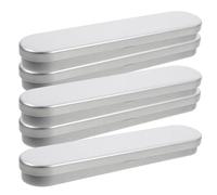 Beatifufu 5pcs Tinplate Pencil Case Boxes Lid Design and Waterproof Feature, Metal Pen Holder Storage for School and Office, Modern Sleek Silver Pencil Box