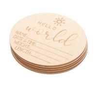 Beatifufu 5pcs Wooden Birth Announcement Sign Cards for Newborn Photography Shower Decor Simple Safe Name Announcement Board