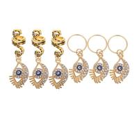 Beatifufu 6 pcs Metal Hair Braid Rings with Evil Eye Pendants Snake-shaped Dreadlock Accessories for Stylish Hair Jewelry for Braids Easy to Use