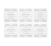 Beatifufu 6 Waterproof Self Adhesive Soap Labels Hand Soap Dish Soap Shampoo Bottle Stickers for Bathroom Organization Vinyl Labels Set of 6