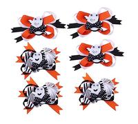Beatifufu 6pcs Halloween Ghost Bows Hair Clip for Girls Comfortable Accessories White Yellow for Festivals and Parties
