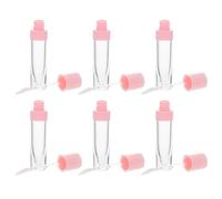 Beatifufu 6Pcs Refillable Round Lip Gloss Tubes Portable Empty Lip Glaze Containers for DIY Makeup Artists and Beginners Leak- Washable Cosmetic Bottles in Pink
