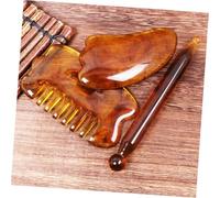 Beatifufu 7Pcs Gua Sha Face Massager Amber Scraping Board Facial Skin Care Tool for Tension Relief and Circulation Boost Includes Multi-Shape Horn Massage Sticks for Home