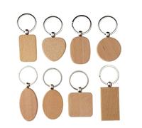 Beatifufu 8pcs Beech Wood Keychain DIY Creative Hanging Ornaments for Women Handmade Wooden Keyrings with Unique Shapes Circle Heart Oval Rectangle Square Goose Egg for Bag Decor