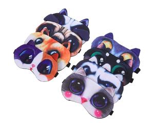 Beatifufu 8pcs Cute Animal Eye Masks for Sleeping Cats and Dogs, Cartoon Eyeshade Sleep Blindfold Set, Portable Light-blocking Eye Covers for Travel, Party,