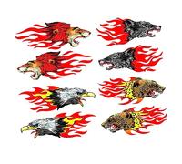 Beatifufu 8pcs Vehicle Sticker Set Flame Eagle Lion Wolf Cheetah Decals Self-Adhesive Waterproof for Rearview Mirror Decor