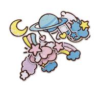 Beatifufu 9pcs DIY Self-Adhesive Rabbit Planet Embroidered Clothes Patches for Clothing Repair and Decoration Cartoon Applique for Jackets Bags Hats Shoes Crafts Casual Wear