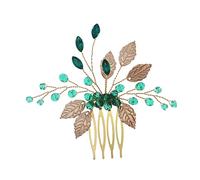 Beatifufu Antique Gold Rhinestone Hair Comb for Bride Elegant Hanfu Headdress Accessories for Weddings Birthdays and Special Occasions Unique Leaf Design for Stunning Hairstyles