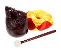 Beatifufu Buddhist Meditation Chanting Set Imitation Wood Temple Block with Cushion Hammer for Zen Practice Smooth Sound for Home Decor and Spiritual Use
