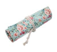 Beatifufu Canvas Pencil Roll up Case 36-Slot Floral Pattern Large Capacity Pen Pouch Multifunctional Fountain Pen Carrier for Students and Artists Portable Stationery Organizer for School and Travel