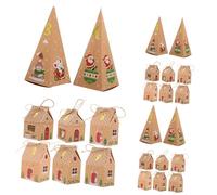 Beatifufu Christmas Candy Boxes with Paper Advent Boxes Stickers Hemp Rope Xmas Countdown Treats Packaging for Party and Festive Wrapping House-shaped Decorative Design