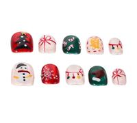 Beatifufu Christmas Short Press Nails with Snowflake Snowman Art Detachable Faux Full Cover Nails for Women Soft Comfortable Short Round Fit Easy DIY Holiday Manicure