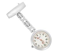 Beatifufu Clip-on Nurse Pocket Watch Luminous Brooch Lapel Watch Glowing Dial Silver Case Portable Women Student Accessories