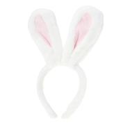 Beatifufu Delicate Rabbit Ear Headband Plush Party Headwear Cute Live Broadcast Costume Accessory for Women