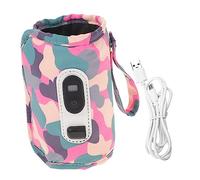 Beatifufu Digital Milk Bottle Warmer Cover with USB Cable for Babies, Portable Reusable Breast Milk Bottle Warmer Sleeve with Five Temperature Settings, Camouflage Pink Insulation