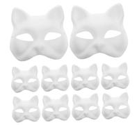 Beatifufu Diy Cat Masks Set 10pcs Blank Animal Masks Unpainted for Halloween Cosplay Events