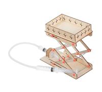 Beatifufu DIY Hydraulic Lift Platform for Educational Science Experiment Kit for Home School Engaging Wooden Lab Jack for Hands Learning Hydraulic Principles