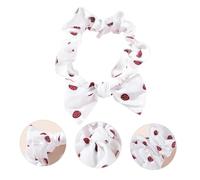 Beatifufu Elastic Strawberry Print Women Hairband and Makeup Headband, Thin Cute Bowknot Design, Soft Stretchy Face Washing Hair Wrap for Girls and Women Spa Shower Use