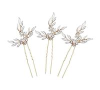 Beatifufu Elegant Wedding Dress Accessories 3 Pack u Shaped Hair Pins Rhinestone Pearl Design