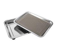 Beatifufu Elevated Stainless Steel Splash Guard Tray with Raised Edge and Anti-skid Feet for Cat Water Fountains and Bowls, Easy Cleaning Spill Containment Drip Tray Base in Silver