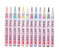 Beatifufu Ergonomic Nail Art Graffiti Pen 12 Colors Nail Art Pens Set for Dots Lines Stripes Patterns