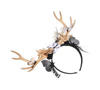 Beatifufu Exaggerated Floral Butterfly Deer Antlers Headband Festive Reindeer Ears Hairband for Women Versatile Christmas Halloween Cosplay Accessory Stylish Holiday Celebration Headpiece
