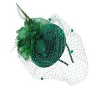 Beatifufu Fascinator Headpiece with Mesh Veil and Flower Decoration in Dark Green Vintage Style Lightweight Headband for Wedding Banquets Tea Parties and Cocktail Events Female Hair